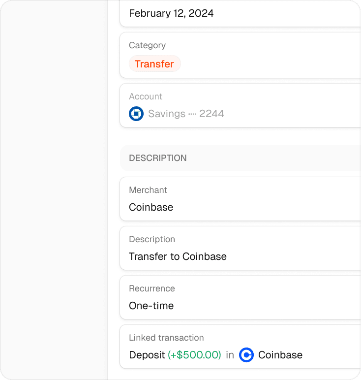 Transaction form interface